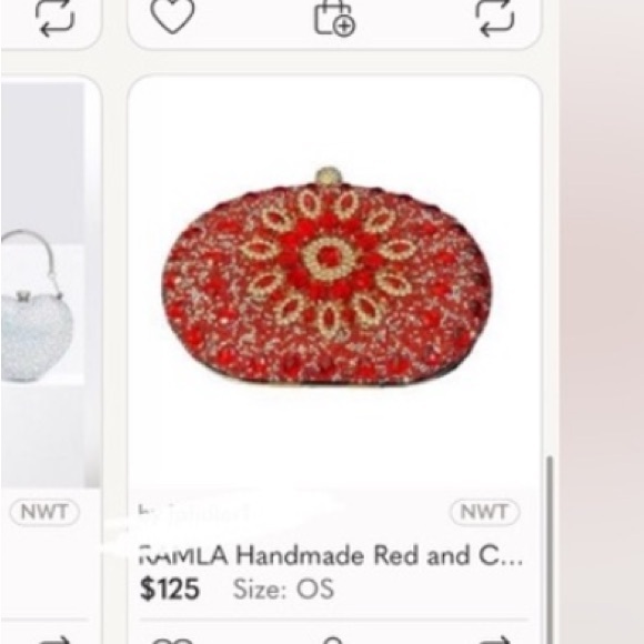 RAMLA Handmade Red Crystal Crossbody Bag NEW Red 8” x 5 1/2” - Picture 3 of 3